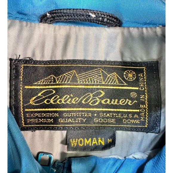 Eddie Bauer Women's Goose Down Puffer Jacket Size M Blue Hooded - Picture 5 of 13